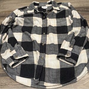 American Eagle Outfitters Black and Cream Checkered Shirt